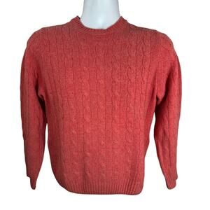 BROOKS BROTHERS 100% 4 Ply Italian Cashmere Cable Knit Red Medium